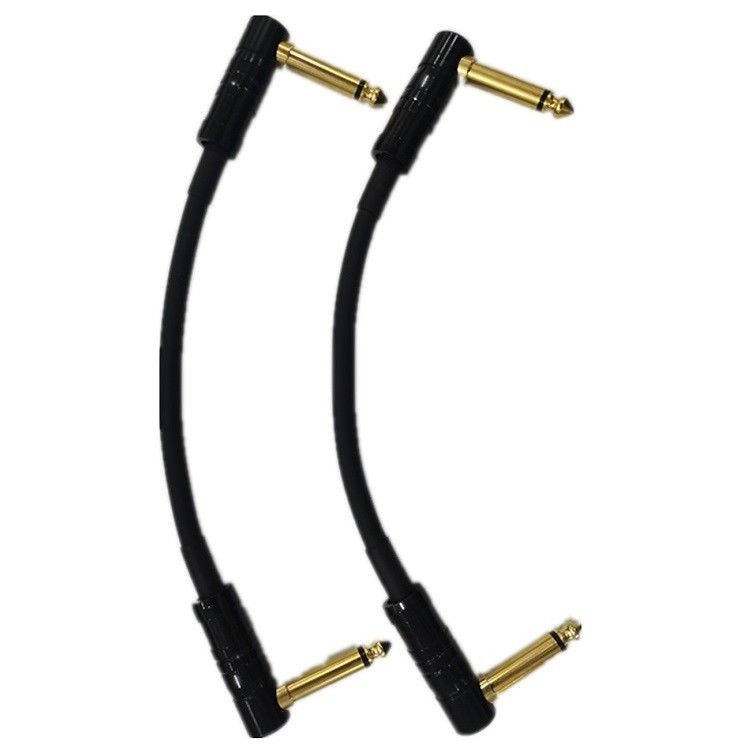 0.6ft Patch Cable Cord 2 Pcs Pack 6.35mm Angled Plug Instrument Cable Per Pedal Board